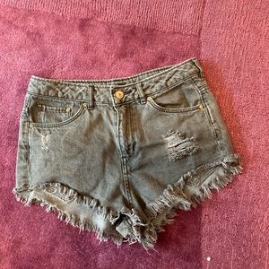 Charcoal black denim shorts